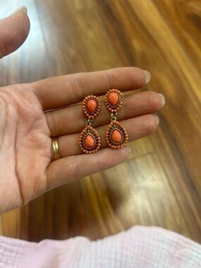 Coral Teardrop Dangle Earrings - Women Jewelry